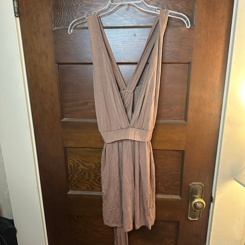 Go Couture Tan Cross Strap Dress